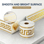 HASTHIP Skirting Line Stickers 16.4ft for Wall Corners with Waterproof PVC & Greek Key Pattern Trim