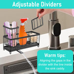 HASTHIP Sink Organiser for Kitchen Countertop featuring 3 Compartments and Sponge Holder