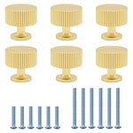 HASTHIP Drawer Pulls Handles for Cabinets and DIY Crafts with 28mm Round Gold Aluminum Knobs | Elegant Textured Design