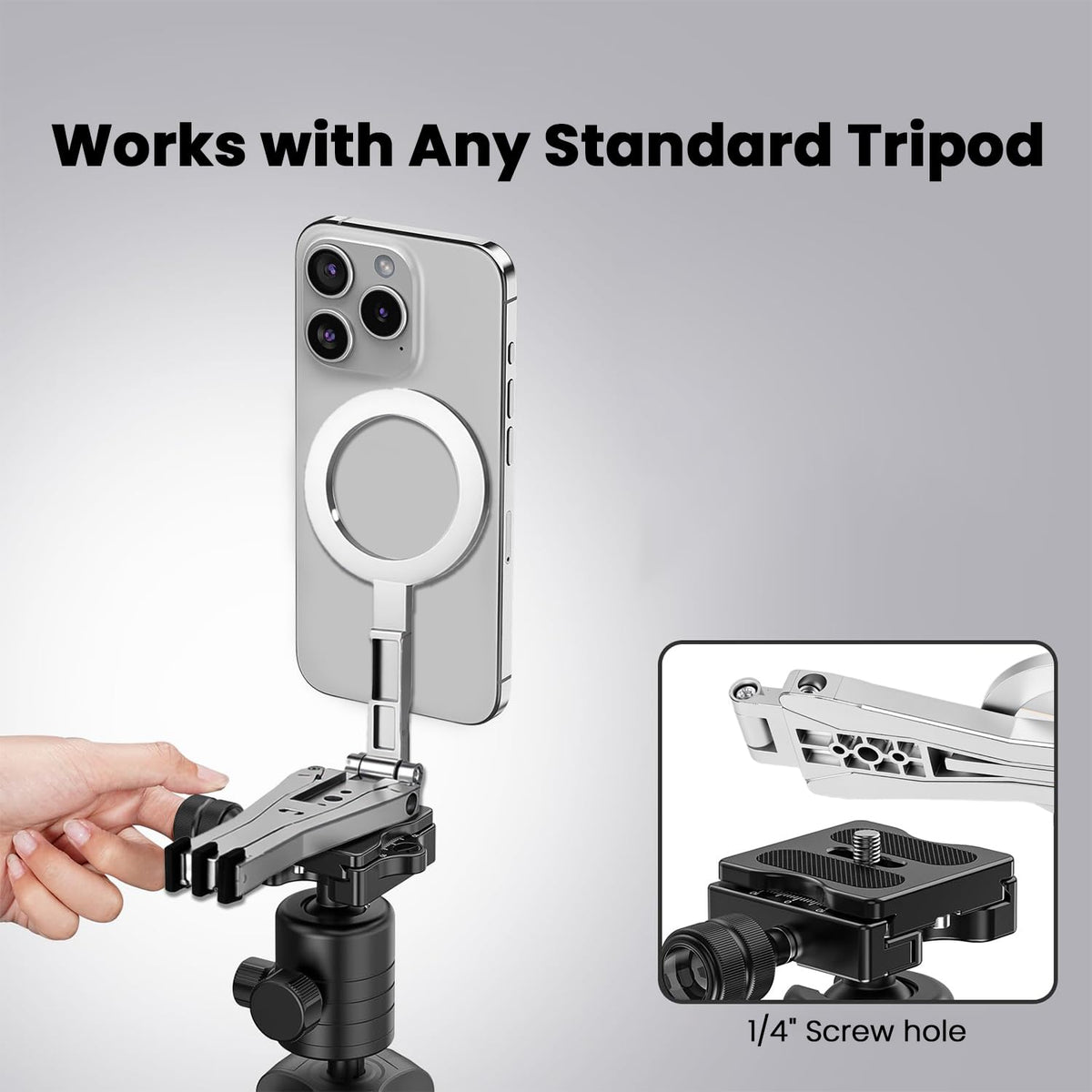 HASTHIP® Folding Phone Holder Strong Magnetic Tripod Phone Stand with Grip Claw, Robust Plastic Made, Multipurpose Phone Mount for Laptop, Screen, Desk, Travel, Home Office