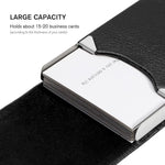 HASTHIP® Tarjetero de Piel para Hombre y Mujer,Tarjetero de Metal con Bloqueo RFID,Cierre Magnético Funda Compacta para Tarjetas Visita Crédito e Identificación - Negro (20 Tarjetas