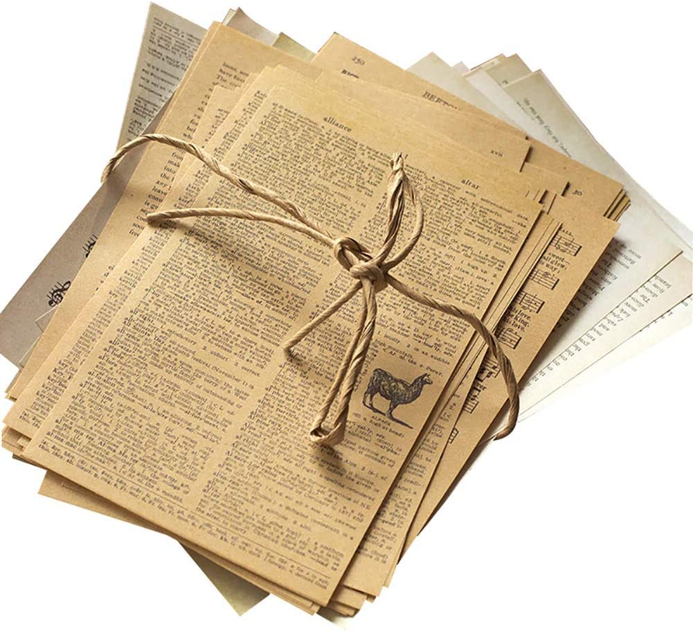 HASTHIP Scrapbook Decorative Materials for Journals and Crafts featuring 114 pcs Vintage Paper Pack | Gold Ephemera Pages 4.5 x 7 in