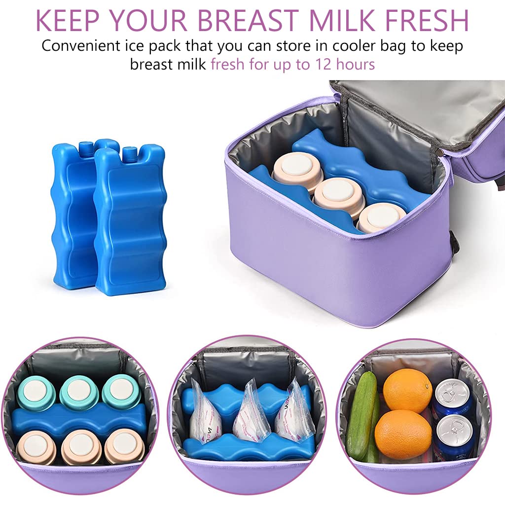 HASTHIP® Bolsa Enfriadora de Leche Materna con Paquete de Hielo,Bolsa Térmica Doble Capa Impermeable para Biberones,Fiambrera Portátil Mochila para Mamá,Apta 6 Botellas - Púrpura