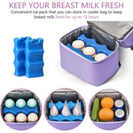 HASTHIP® Bolsa Enfriadora de Leche Materna con Paquete de Hielo,Bolsa Térmica Doble Capa Impermeable para Biberones,Fiambrera Portátil Mochila para Mamá,Apta 6 Botellas - Púrpura