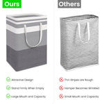 HASTHIP Laundry Hamper for Clothes with Freestanding Foldable Design 75L | Cotton Linen Baskets