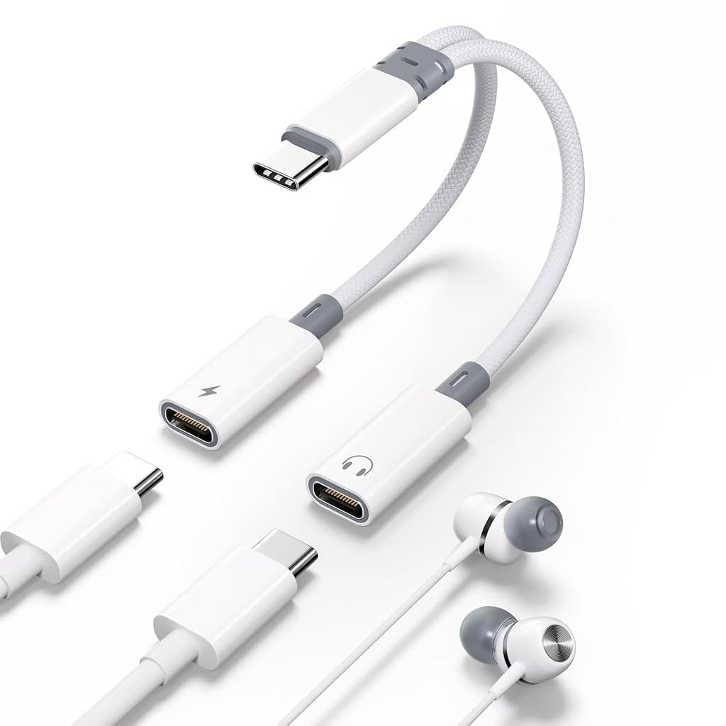 HASTHIP® Divisor USB C, adaptador dual para auriculares y cargador USB C