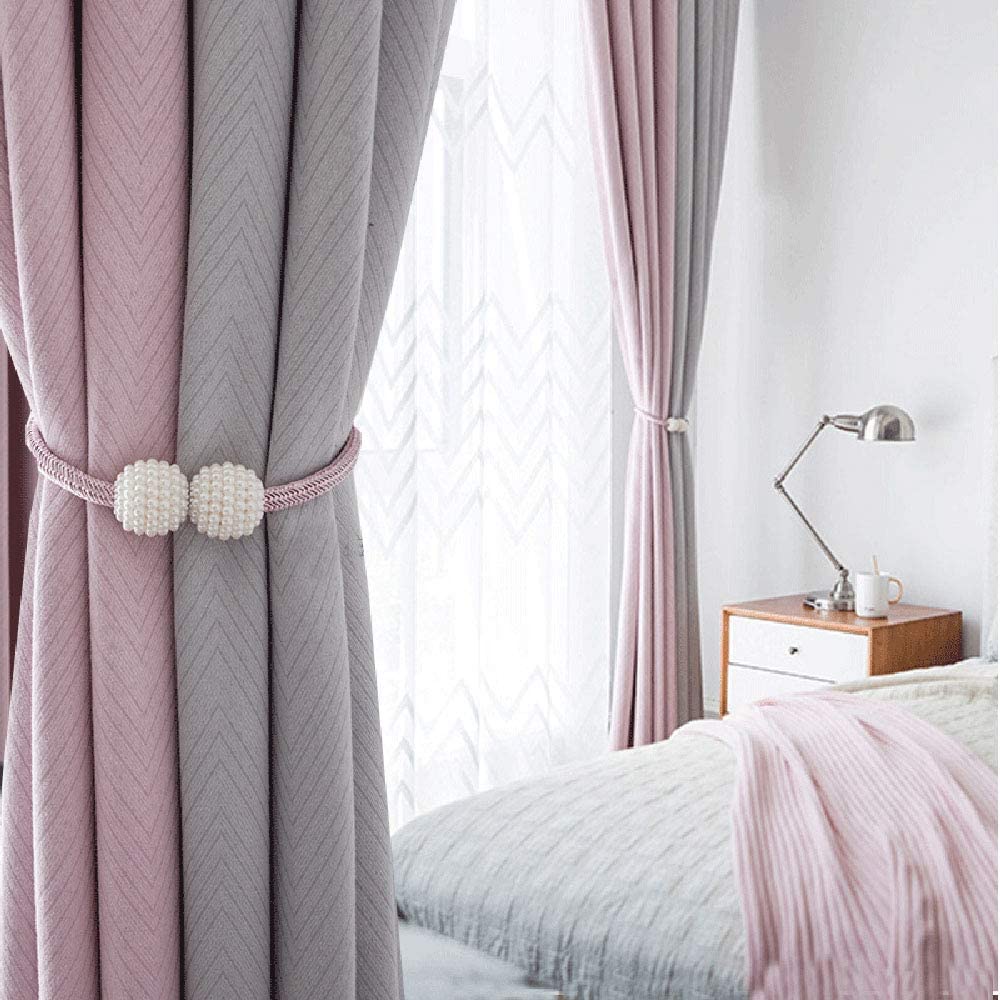 HASTHIP Magnetic Curtain Tiebacks for Bedroom featuring Strong Magnet and Pearl Design | 2PCS White