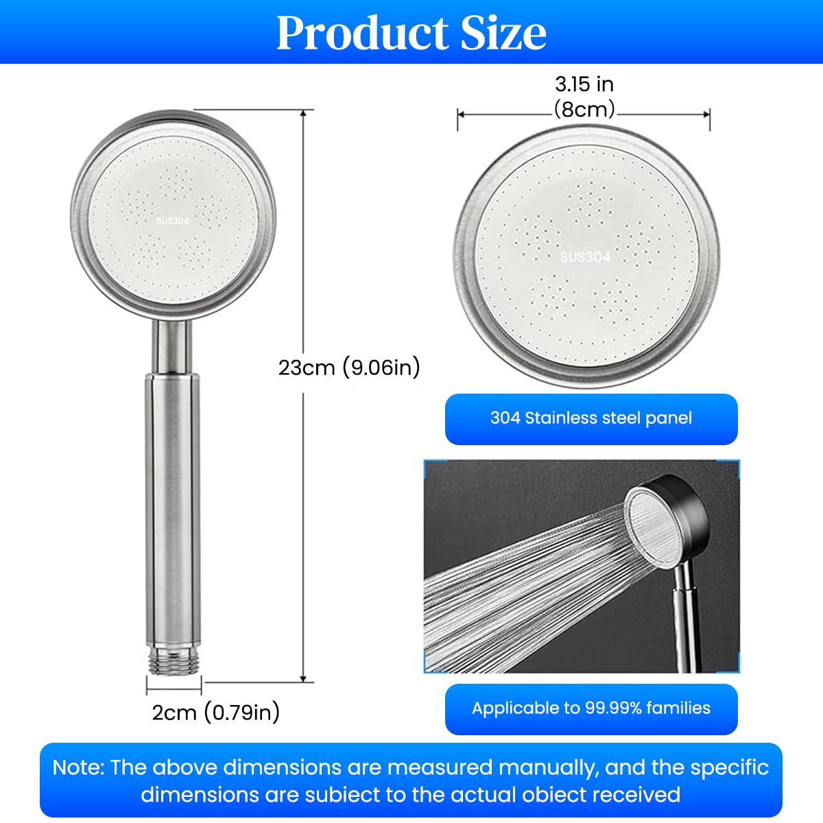 HASTHIP Hand Shower Head for Bathroom with 2.5 GPM Pressure Increaser and 304 Stainless Steel