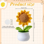 HASTHIP Desk Decor Small Crochet Sunflower Pot for Office or Home | Handmade 8x14cm Table Decoration