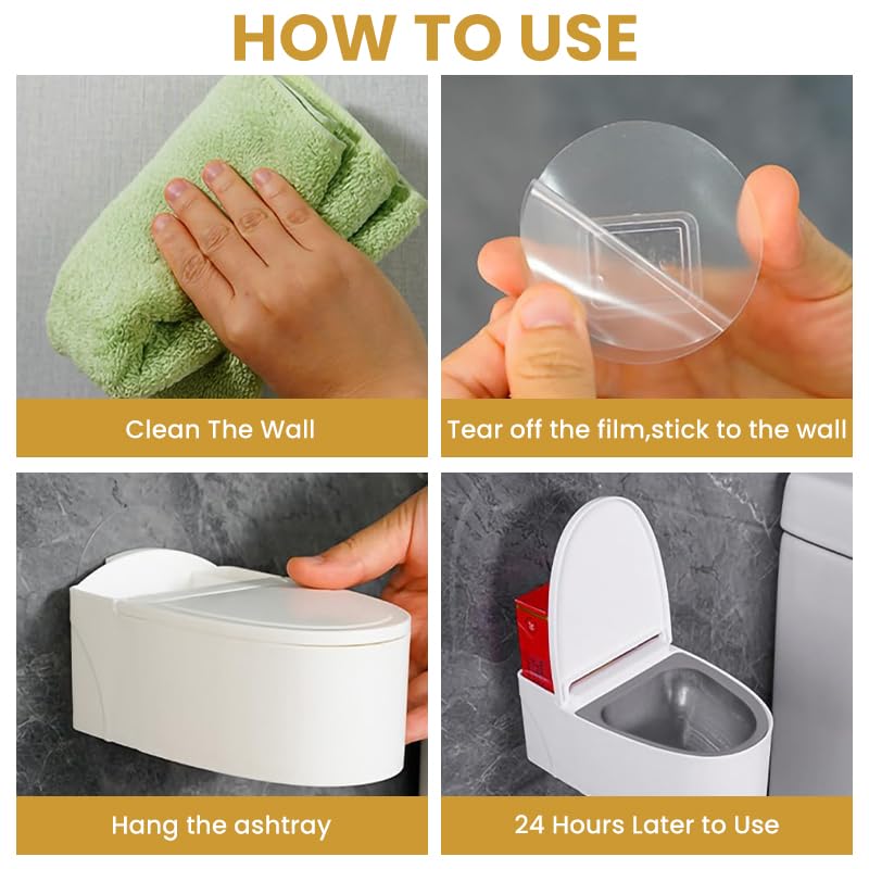 HASTHIP Ash Tray for Cigarette featuring Toilet-Inspired Lid and Removable Steel Liner | Wall or Desk Use