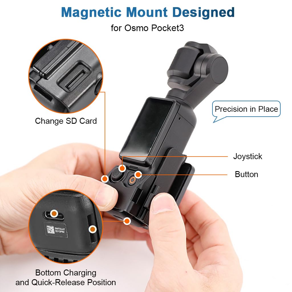 HASTHIP® Compatible with D-JI, Magnetic Wall Mount Folding Bracket for Pocket 3 Action Camera, Adjustable Magnetic Wall Holder, Ultra Strong Magnetic Base, Portable Outdoor Filming Accessories