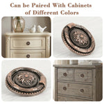 HASTHIP Vintage Ring Pull Handles for Cabinet & Drawer Floral Embossed 2PCS