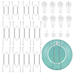 HASTHIP Invisible Wall Plate Hangers for Decorative Plates with 4 Claw Spring Hooks | 12Pcs Stainless Steel Silver Set for 6 8 10 Inch Plates
