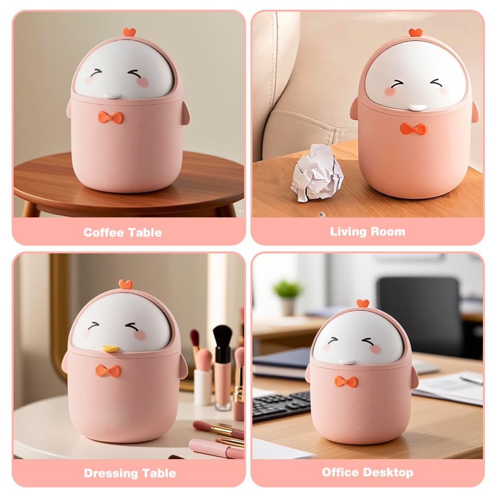 HASTHIP Mini Desktop Trash Can with 90 Trash Bags for Home Kitchen Office | Pink Wastebasket