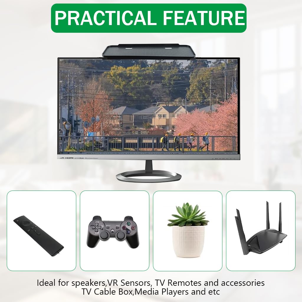 HASTHIP TV Screen Top Shelf for Monitor and Computer | Adjustable 11.8 x 4.7 in Dual‑Leg Mount