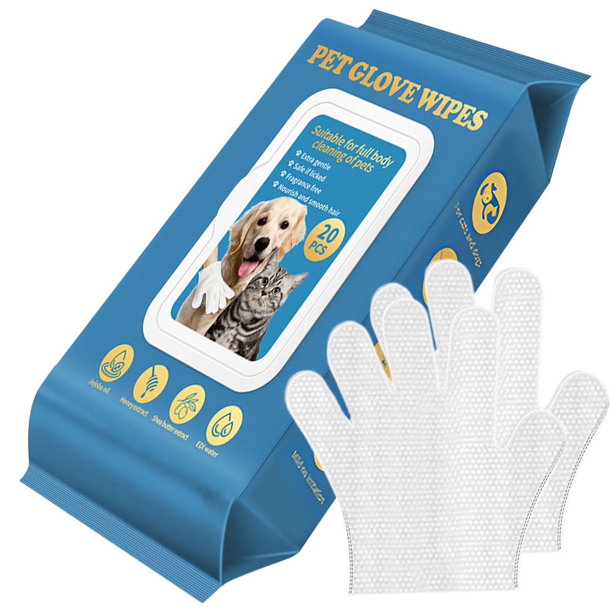 HASTHIP® 20 pair Pet Glove Wipes for Dogs