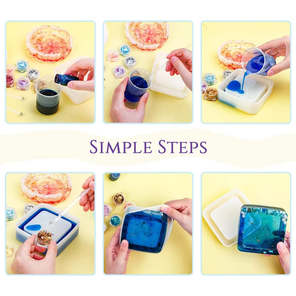 HASTHIP Resin Mold Kit for DIY Jewelry Boxes with 3 Shapes and Silicone Material | Home Crafts
