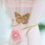 HASTHIP Butterfly Curtain Tiebacks for Living Room and Bedroom with Metal Cut Out Floral Charm Pack of 2