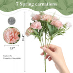 2Pcs Carnation Artificial Flowers for Vase Decoration Home Decor Items Plastic Flowers Decoration Fake Flowers for Home, Living Room, Festival, Party, Wedding Decor, DIY, No Vase or Basket