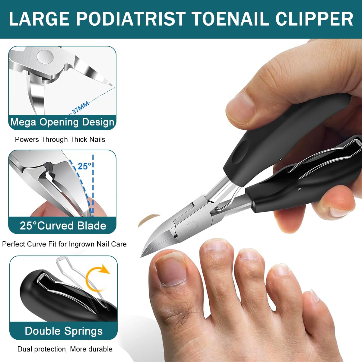 HASTHIP 5-Piece Ingrown Toenail Clipper Set, Stainless Steel Nail Care Tools