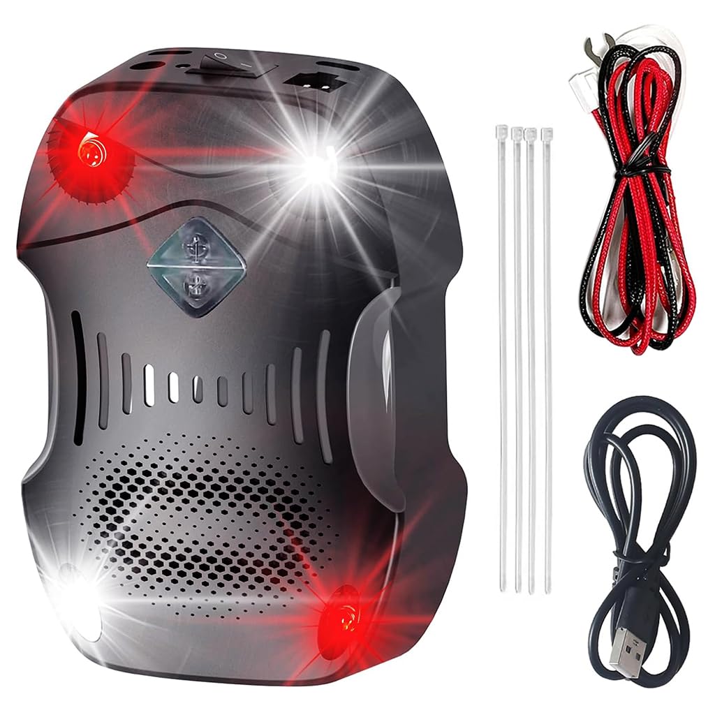 HASTHIP Car Rodent Repellent Device for Car and Home with 9–65Hz Ultrasonic Sound featuring Dual-Color Flash Light | Smart Motion Sensor Energy Saving