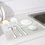 HASTHIP Kitchen Silicone Dish Drying Mat for Counter or Sink with Drain Lip 19.9x16.7 in | Heat‑Resistant Food‑Grade Silicone