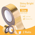 HASTHIP Washi Tape for DIY Crafts featuring Easy Tear Design | 2 Rolls 15mm x 5m Metallic Gold
