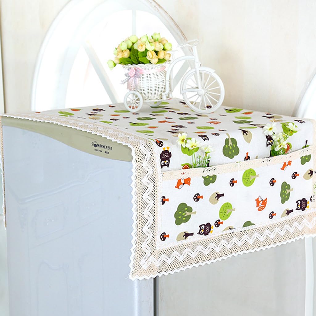 HASTHIP Microwave Oven Dust Cover 100cm x 35cm with Foldable Cotton Linen Fabric | Indian Home Decor Protection