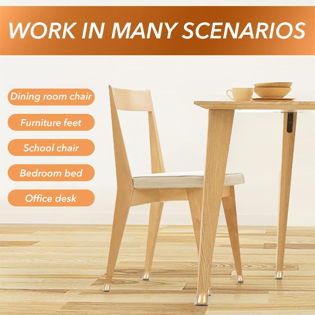 HASTHIP Chair Leg Floor Protectors for 1-1.5 in Chairs featuring Non-Slip Silicone & Felt Pads | 48PCS