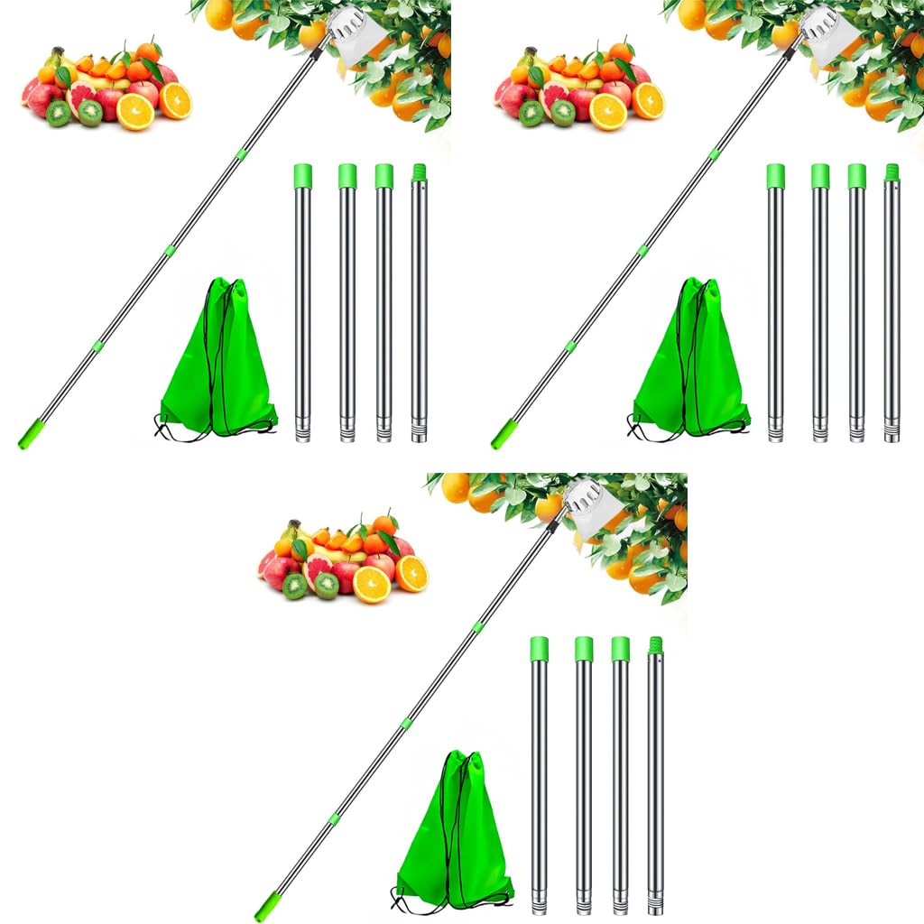 HASTHIP Fruit Picker Tool for Tree Harvesting with 10.5 ft Extendable Pole and Alloy Basket