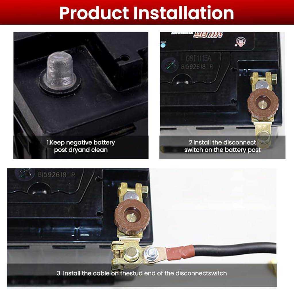 HASTHIP® Interruptor Desconectador de Batería 12V 125A Universal para Terminal Negativo,Interruptor de Corte Rápido con Perilla Giratoria,Construcción Cobre Puro para Coche Camión