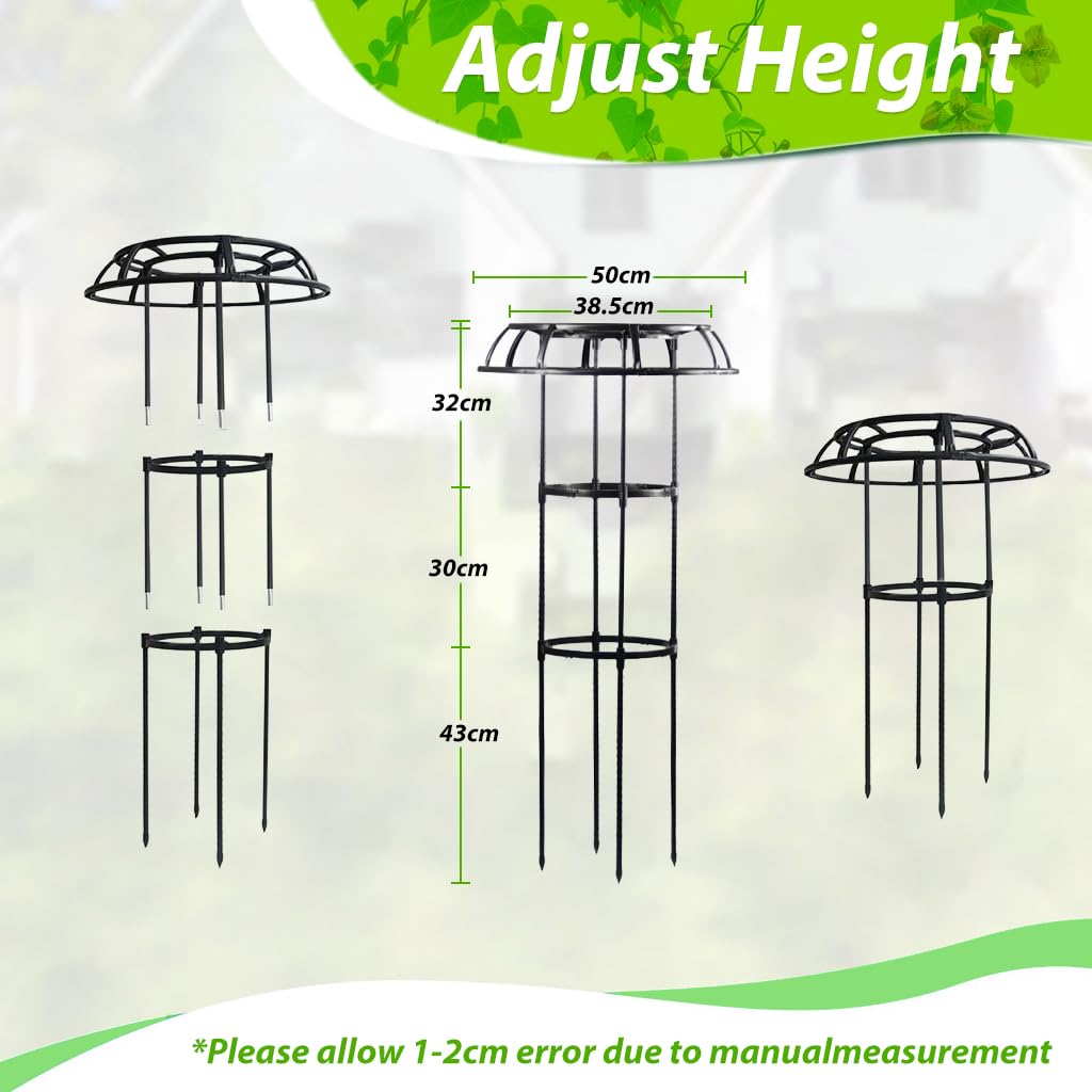 HASTHIP Plant Support Sticks for Indoor and Outdoor Plants with 45cm Fiberglass Rods | 10Pcs Set with Snap On Fixing Rings