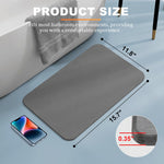 HASTHIP Bath Mat for Bathroom Safety with Clear Double Sided Anti Skid 15.75x11.8 in Grey | Quick Dry Diatomaceous Earth Surface