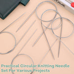 HASTHIP Circular Knitting Needles for DIY Projects with Dual End Crochet Hook | 11Pcs 31.5 in Set