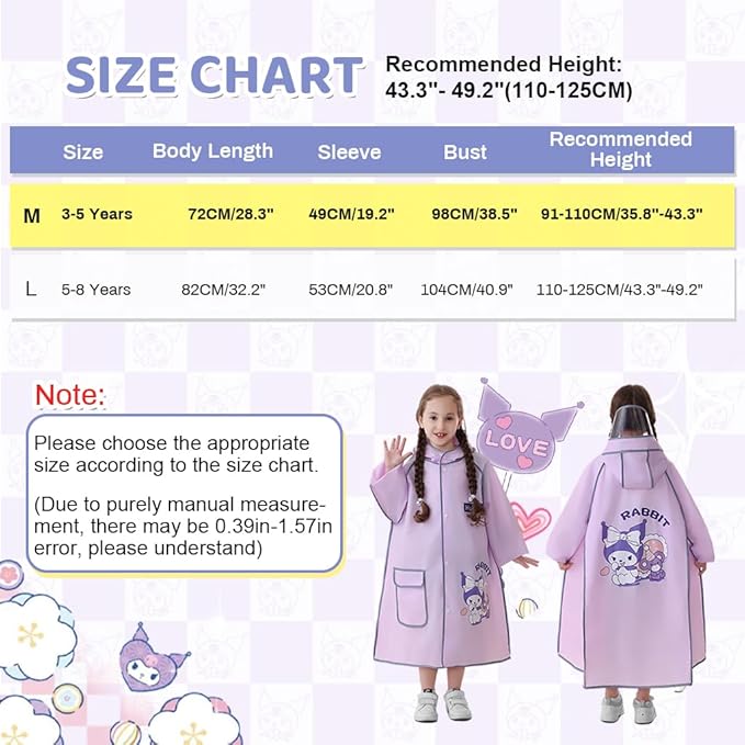 HASTHIP Kids EVA Raincoat with Clear Wide Brim Hood & Reflective Strips