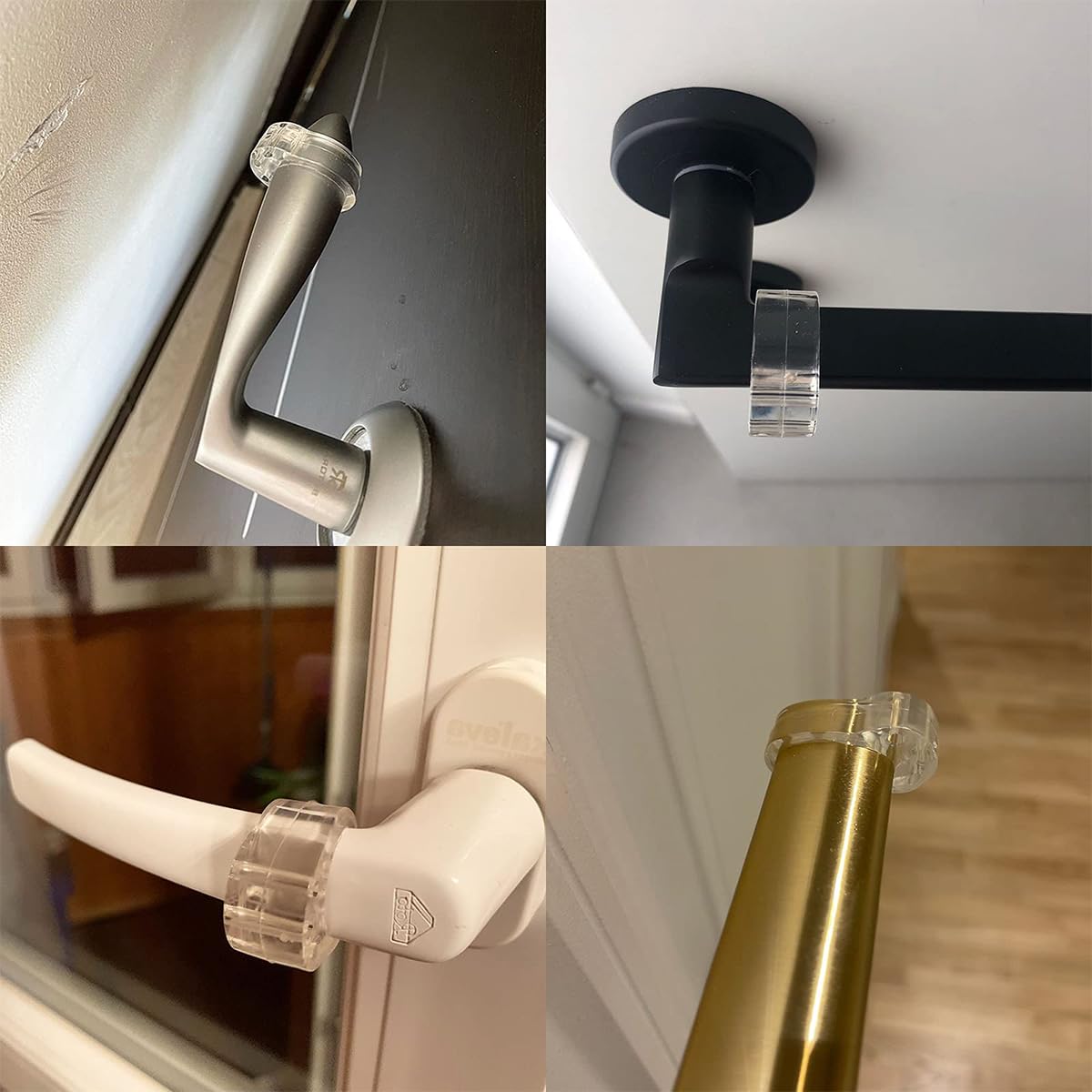 HASTHIP Door Knob Wall Protector for Bedrooms and Bathrooms 6 pcs with 18 mm Opening | Transparent PVC Buffers Prevent Handle Impact