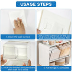 HASTHIP Bathroom Organizer for Cotton Pads and Swabs with Flip Covers 16.3x10.8x17.2 cm | Wall Mounted White Storage Case