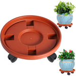 HASTHIP Round Plant Caddy for Indoor Outdoor Pots with 30 cm Base and 360° Locking Wheels