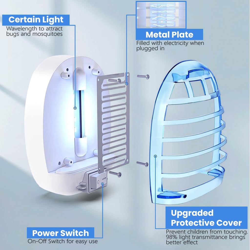 HASTHIP Plug in Mosquito Trap Lamp for Indoor Use with Purple UV Light | Silent Bug Zapper