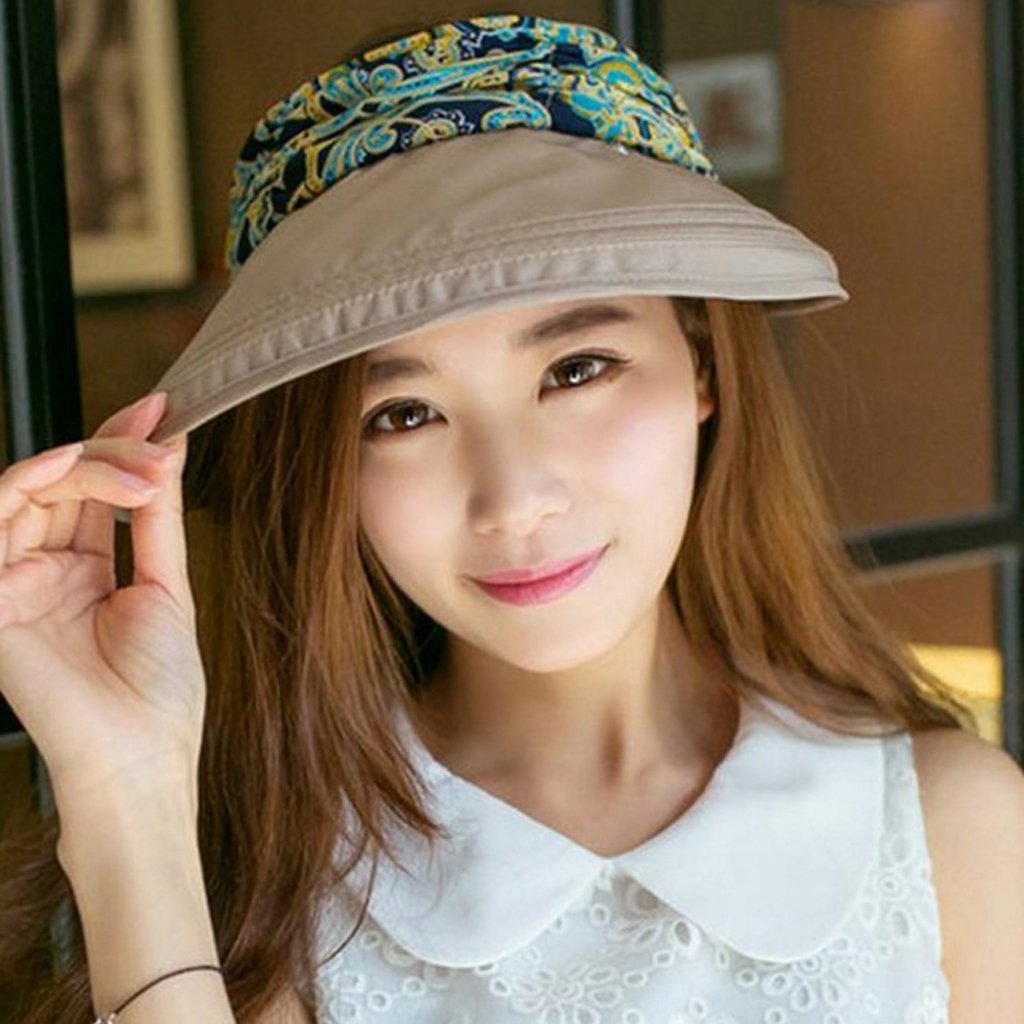 HASTHIP® Sombrero de Sol para Mujer,Gorra de Algodón Plegable con ala Ancha y Protección UV UPF 50+,Transpirable con Agujero para Cola Caballo,Ideal Senderismo y Playa - Color