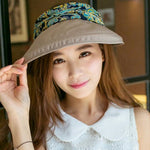 HASTHIP® Sombrero de Sol para Mujer,Gorra de Algodón Plegable con ala Ancha y Protección UV UPF 50+,Transpirable con Agujero para Cola Caballo,Ideal Senderismo y Playa - Color