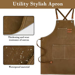HASTHIP Working Apron for Kitchen and Workshop with Metal Eyelets and Front Pockets | Canvas Tie-Back Design