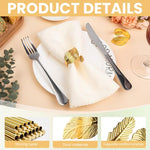 HASTHIP Napkin Rings Set of 12 for Weddings and Parties with Gold Leaf Design | Alloy Table Decor