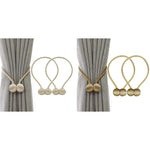 HASTHIP Magnetic Curtain Tiebacks Pack of 2 with Strong Magnet and Gold Polyester Rope | Ideal for Home and Office Drapes