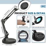 HASTHIP Magnifying Glass for Reading and Craft with 15X 4.2in Glass Lens and Clamp Stand | 5 Color Stepless LED Light