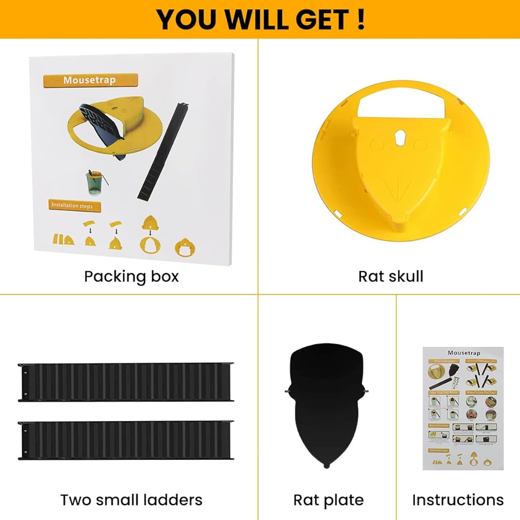 HASTHIP® Mouse Trap Bucket Rat Trap for Mice Rats Chipmunks Squirrels Hamsters Rodents Reusable Catcher Cage Repellent for Home Door Style Bucket Not Included 3PCS