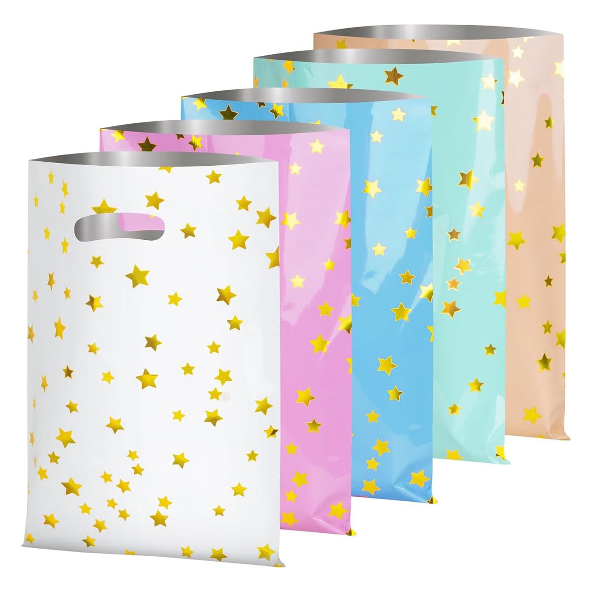 HASTHIP Gift Bags for Parties and Children's Day with Star Print 50 Pcs 33x18cm | 5 Colors