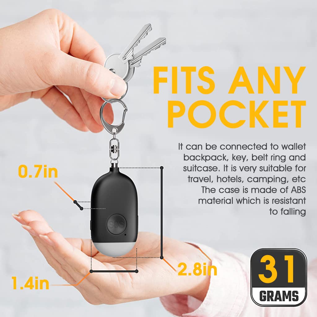 HASTIP Self Defence Gadgets Rechargeable Alarm Keychain, 130 dB Loud Emergency Personal Siren Ring with LED Light, SOS Safety Alert Device Key Chain for Women, Kids, Elderly, and Joggers