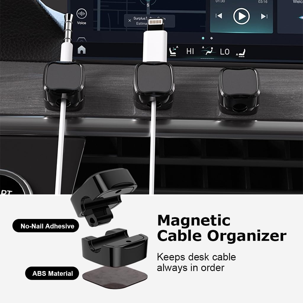 HASTHIP Magnetic Cable Organizer 6Pcs for Desk and Wall featuring Magnetic Closure | Self Adhesive Cord Holder for Home Office