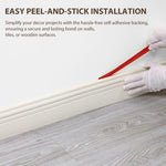 HASTHIP Flexible Baseboard Molding Trim for Home Decoration with Peel and Stick NBR | 78.74×3.9 in Cuttable Milky White Finish
